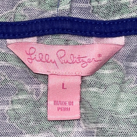 Lilly Pulitzer Noelle Hooded Elephant Print Long Sleeve Tunic Pullover Top Large - Picture 8 of 11